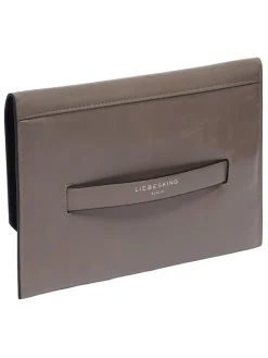 Leder-Geldbörse "Pouch M" in Taupe - (B)23 x (H)16 x (T)1 cm