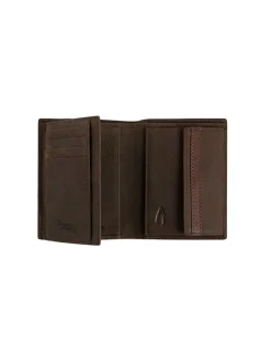 Leder-Geldbörse "Taipeh" in Dunkelbraun - (B)9,5 x (H)12,5 x (T)2 cm