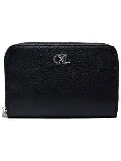 Leder-Geldbörse "Tuilerie" in Schwarz - (B)12 x (H)10 x (T)2 cm