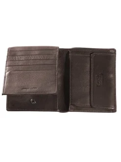 Leder-Geldbörse "Vegas" in Dunkelbraun - (B)10,7 x (H)12,7 x (T)2 cm