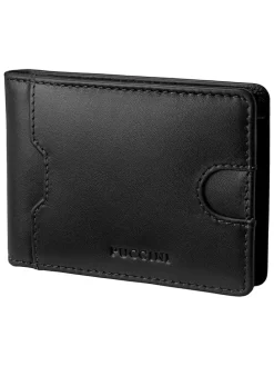 Leder-Geldbörse "Vulcano" in Schwarz - (B)11 x (H)8 x (T)1,5 cm
