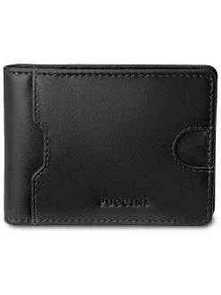Leder-Geldbörse "Vulcano" in Schwarz - (B)11 x (H)8 x (T)1,5 cm