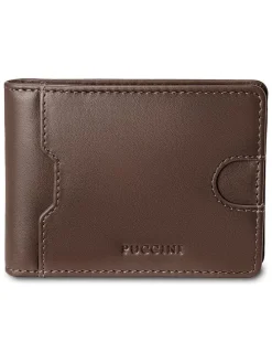 Leder-Geldbörse "Vulcano" in Braun - (B)11 x (H)8 x (T)1,5 cm