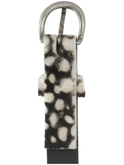 Leder-Gürtel in Creme/ Schwarz