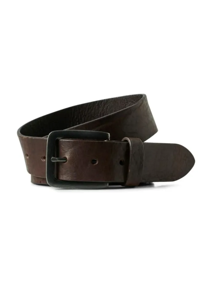 Ledergürtel JACVICTOR Leather Belt Metallstiftschnalle in Dunkelbraun