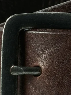 Ledergürtel JACVICTOR Leather Belt Metallstiftschnalle in Dunkelbraun
