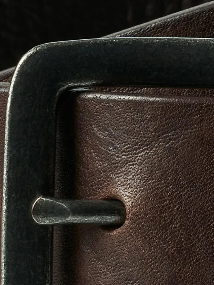 Ledergürtel JACVICTOR Leather Belt Metallstiftschnalle in Dunkelbraun