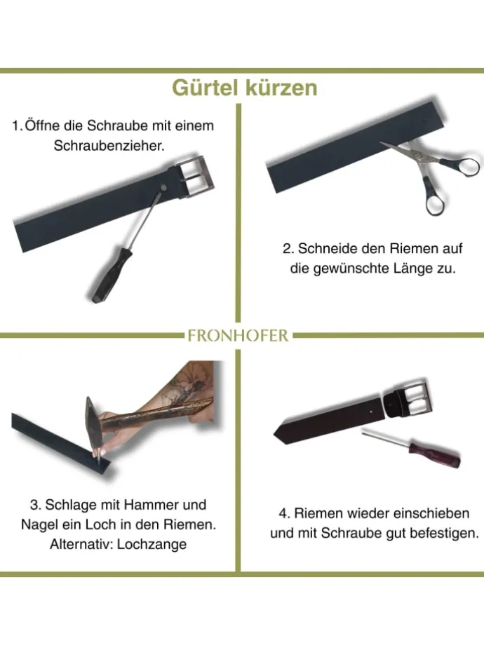Ledergürtel kürzbar in Schwarz