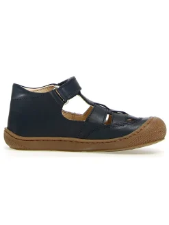 Leder-Halbsandalen in Dunkelblau