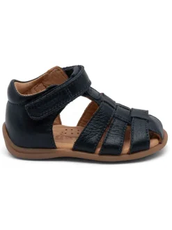 Leder-Halbsandalen in Dunkelblau