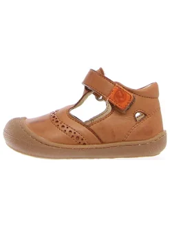 Leder-Halbsandalen in Hellbraun