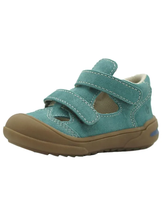 Leder-Halbsandalen in Türkis