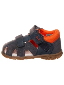 Leder-Halbsandalen "Jonathan" in Dunkelblau/ Orange