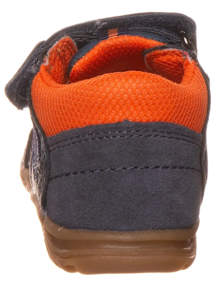 Leder-Halbsandalen "Jonathan" in Dunkelblau/ Orange