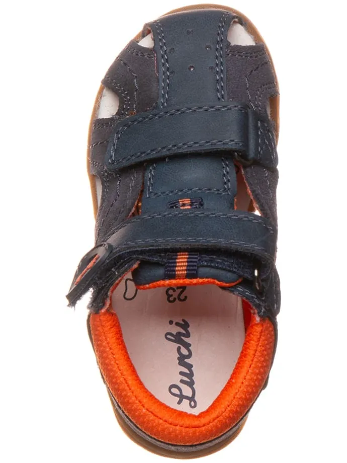 Leder-Halbsandalen "Jonathan" in Dunkelblau/ Orange