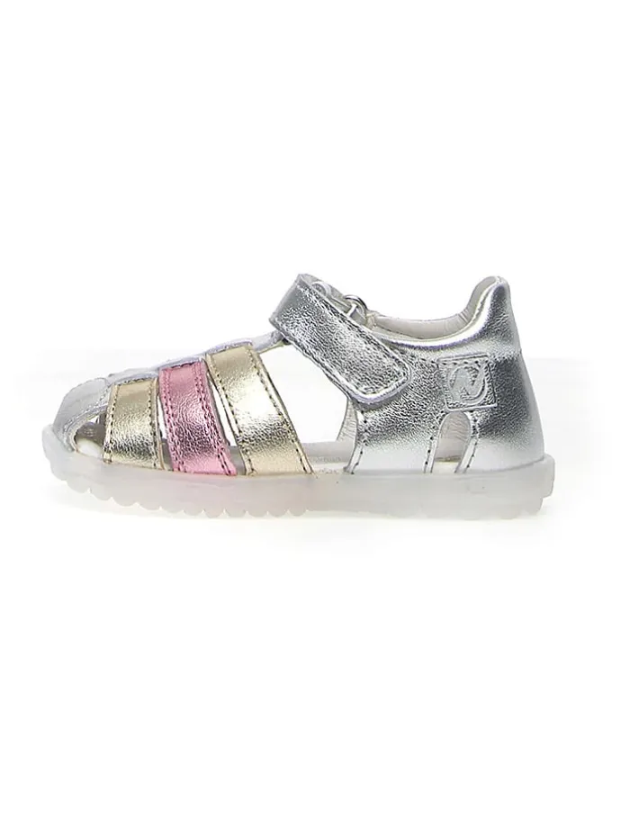 Leder-Halbsandalen "See" in Silber