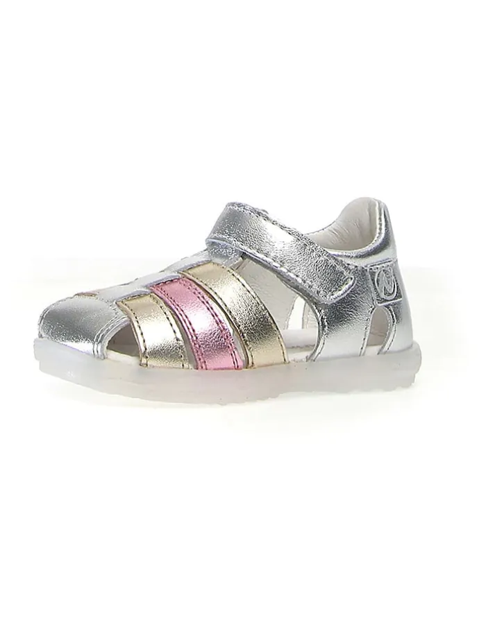 Leder-Halbsandalen "See" in Silber