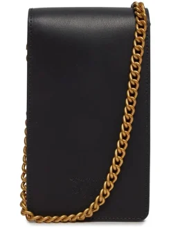 Leder-Handytasche in Schwarz - (B)10 x (H)18 x (T)6 cm
