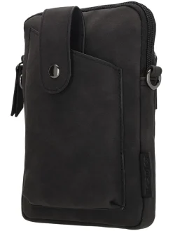 Leder-Handytasche "Lourenza" in Schwarz - (B)13 x (H)19 x (T)2 cm