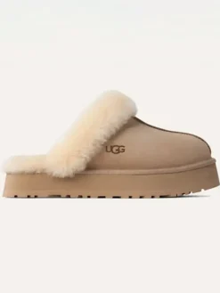 Leder-Hausschuhe "Disquette" in Beige