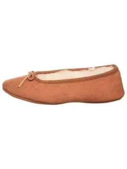Leder-Hausschuhe "Sabrina" in Hellbraun