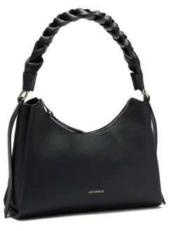 Leder-Henkeltasche in Schwarz - (B)23 x (H)18 x (T)10 cm