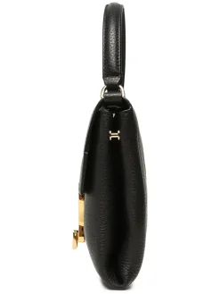 Leder-Henkeltasche in Schwarz - (B)21,5 x (H)15 x (T)2 cm