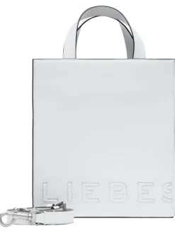 Leder-Henkeltasche "Paperbag S" in Weiß - (B)22 x (H)25 x (T)11 cm