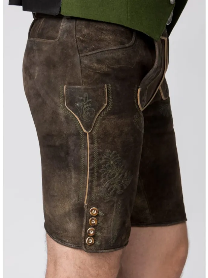 Lederhose "Bertl" in braun gespeckt