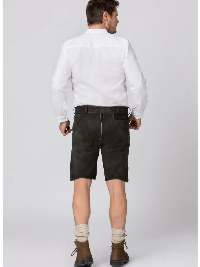 Lederhose "Bertl" in graphit gespeckt