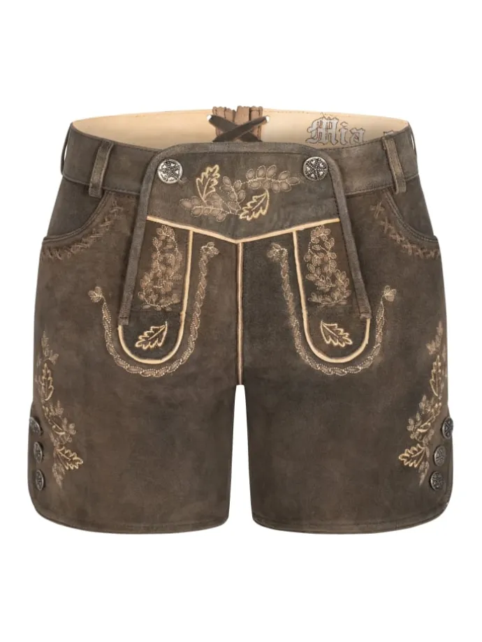 Lederhose Hotpant Meera in Mocca