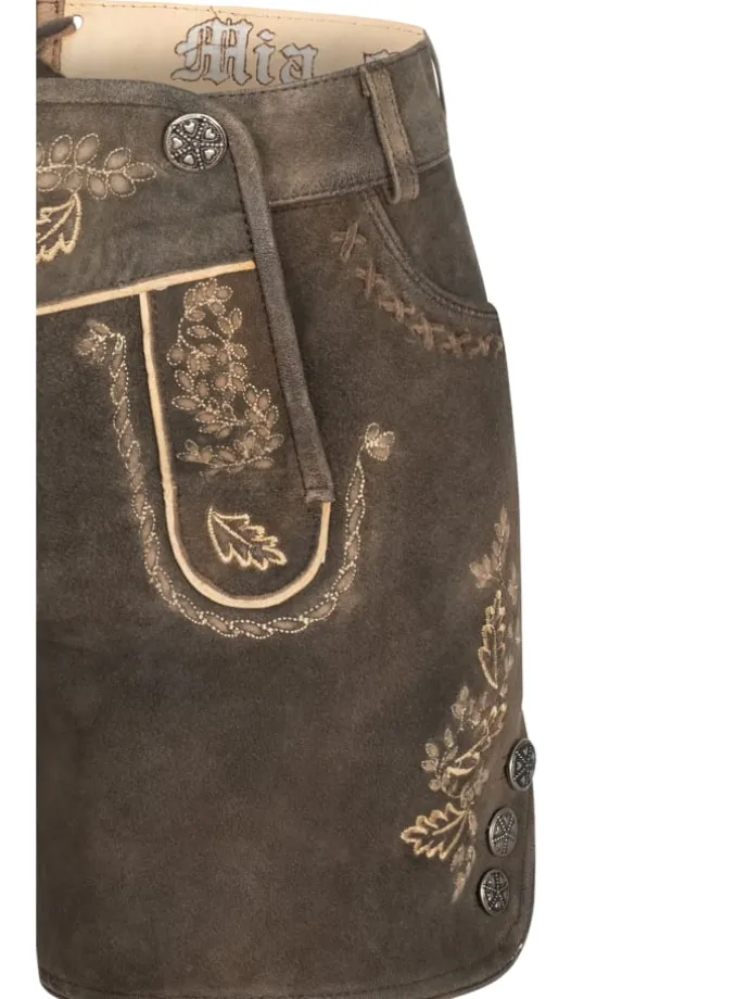 Lederhose Hotpant Meera in Mocca