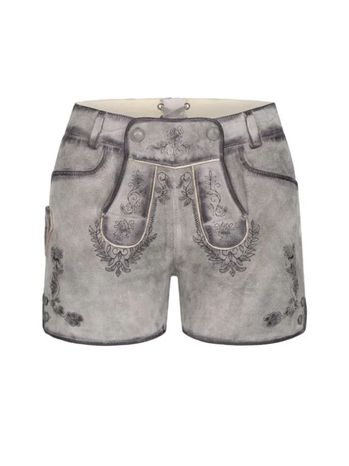 Lederhose Hotpant Tiana in Silber