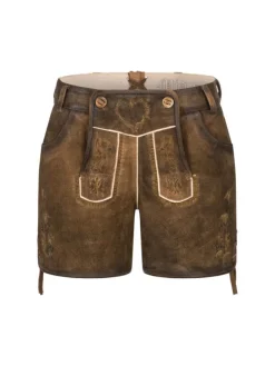 Lederhose Hotpants Tamara in Tabakbraun