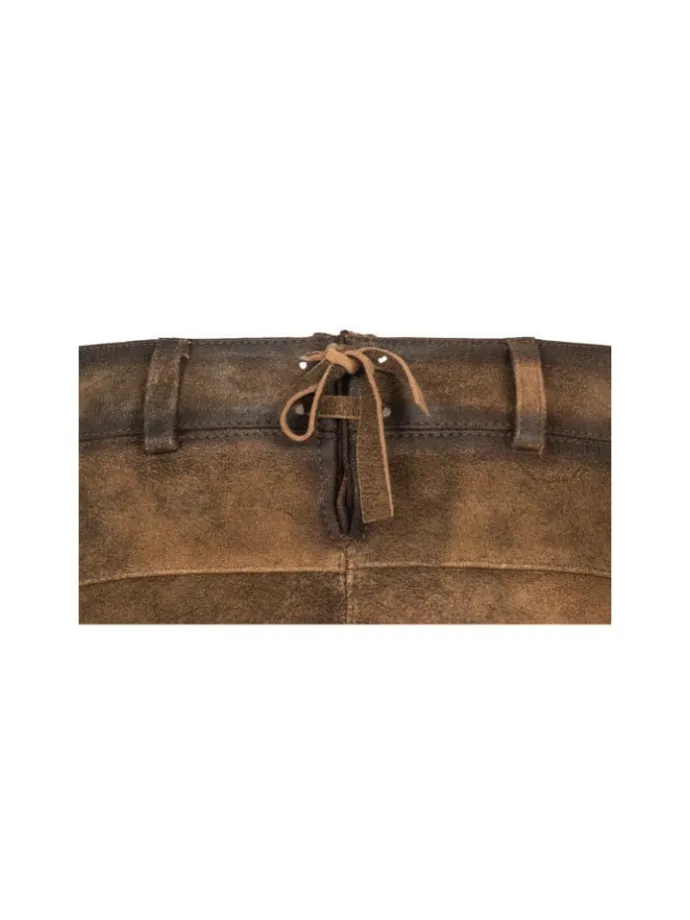 Lederhose Hotpants Tamara in Tabakbraun
