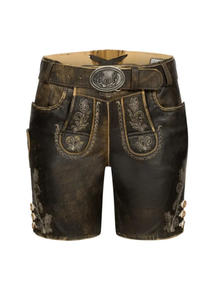 Lederhose Hotpants Zelda in Braun