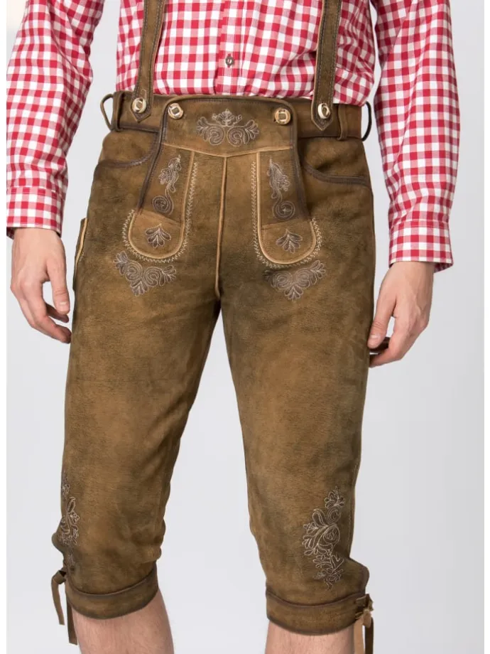 Lederhose "Justin 4" in havanna gespeckt