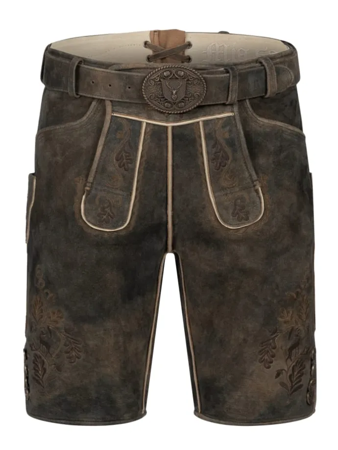 Lederhose kurz Daniel Wild Oliv