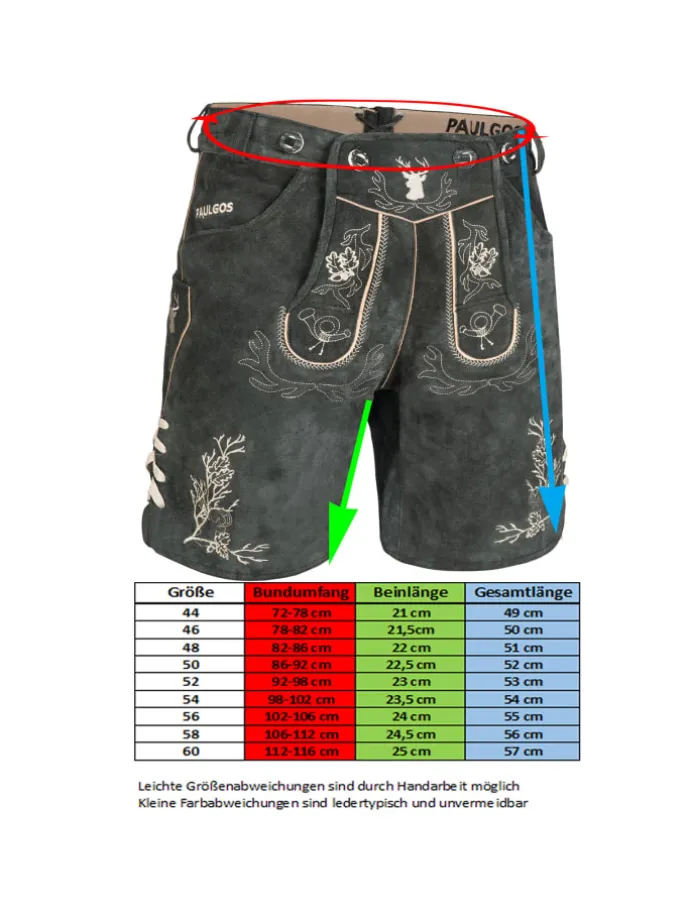 Lederhose Kurz Echtleder HK3 in Grau