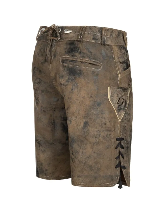 Lederhose Kurz Echtleder HK4 ANTIK in Whiskybraun