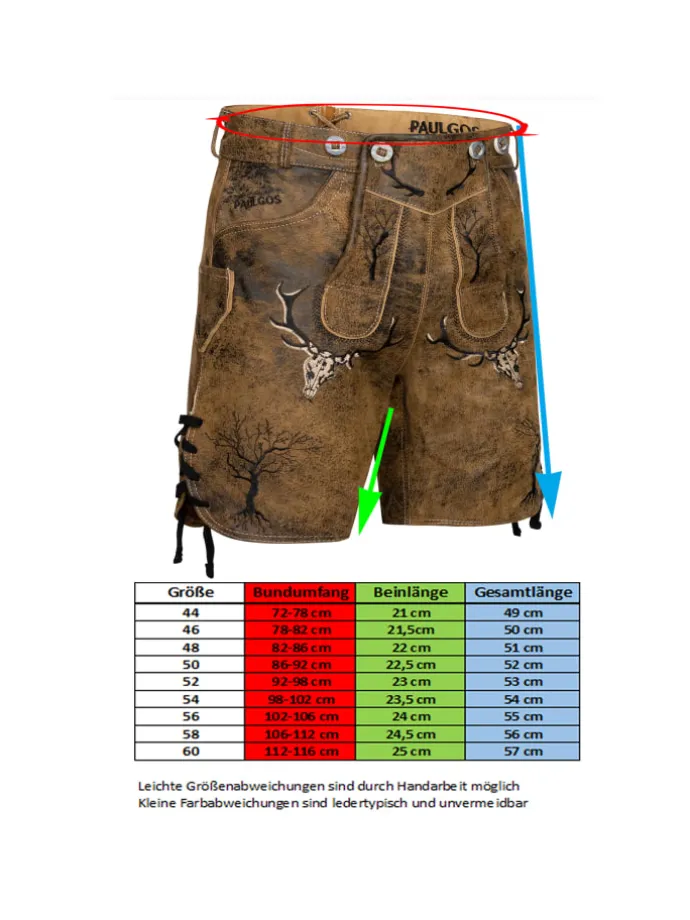 Lederhose Kurz Echtleder HK6 ANTIK in Whiskybraun