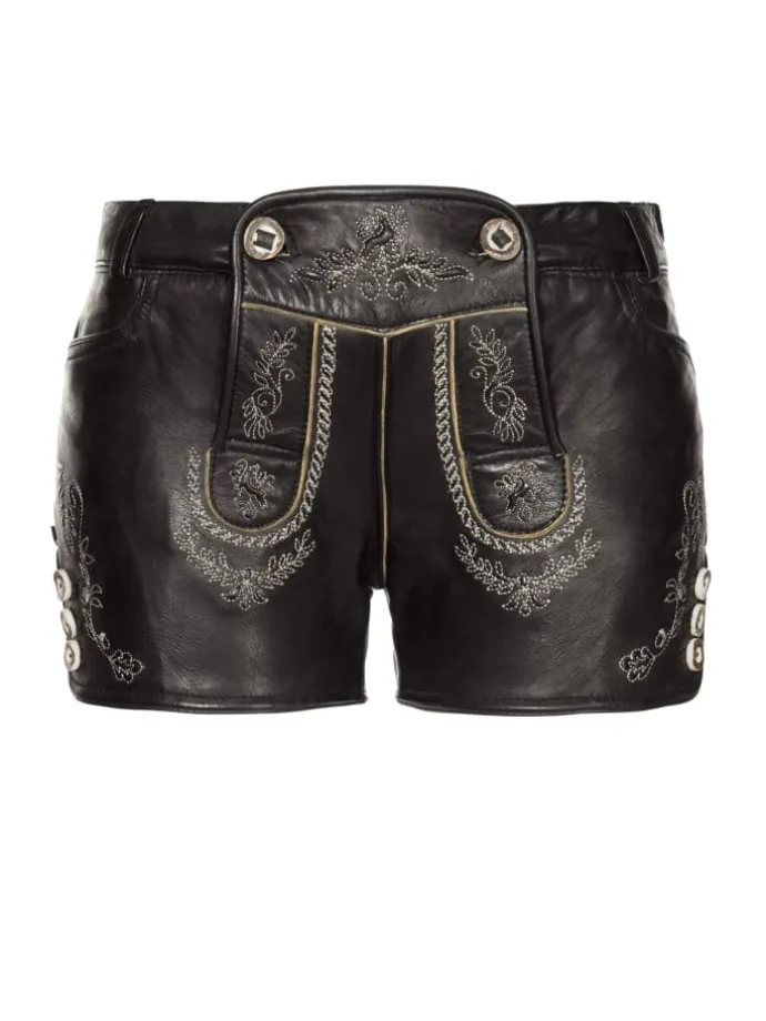 Lederhose "Mona" in black nappa
