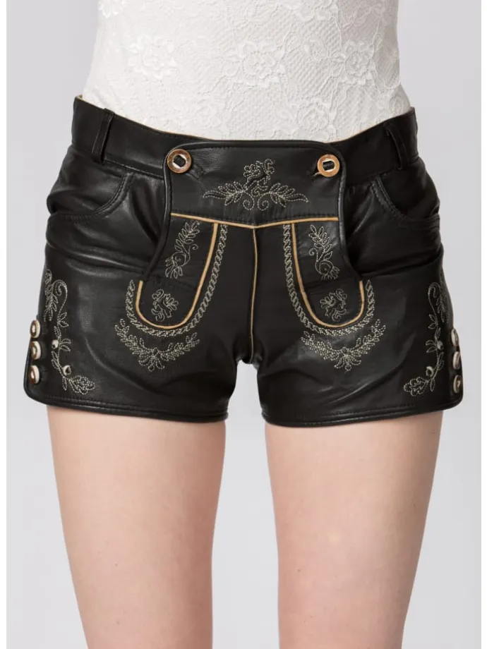 Lederhose "Mona" in black nappa