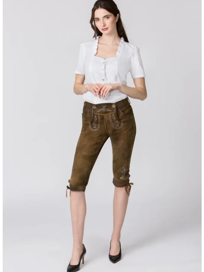 Lederhose "Suzan" in stein geäscht