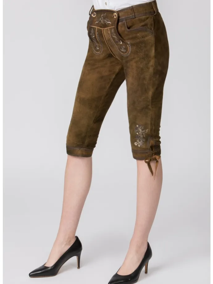 Lederhose "Suzan" in stein geäscht