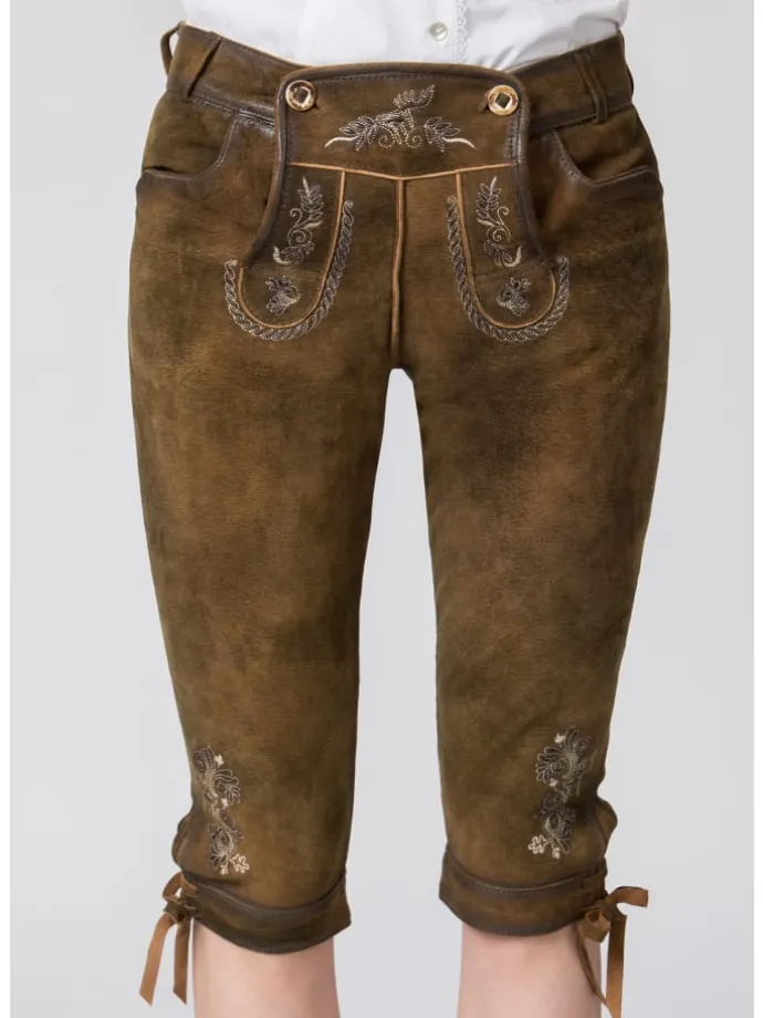 Lederhose "Suzan" in stein geäscht