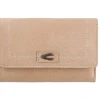 Leder-Kartenetui in Beige - (B)14 x (H)9,5 x (T)3 cm