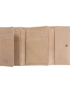 Leder-Kartenetui in Beige - (B)14 x (H)9,5 x (T)3 cm