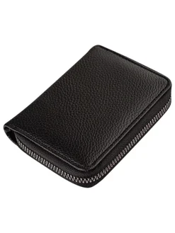 Leder-Kartenetui in Schwarz - (B)11 x (H)8 x (T)2 cm