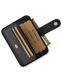 Leder-Kartenetui in Schwarz - (B)11 x (H)8 x (T)2 cm